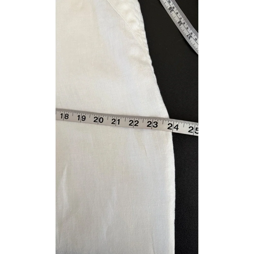 Worthington White Linen‎ Pants 33X 31 Wide Leg Coastal Grandmother Beach Summer